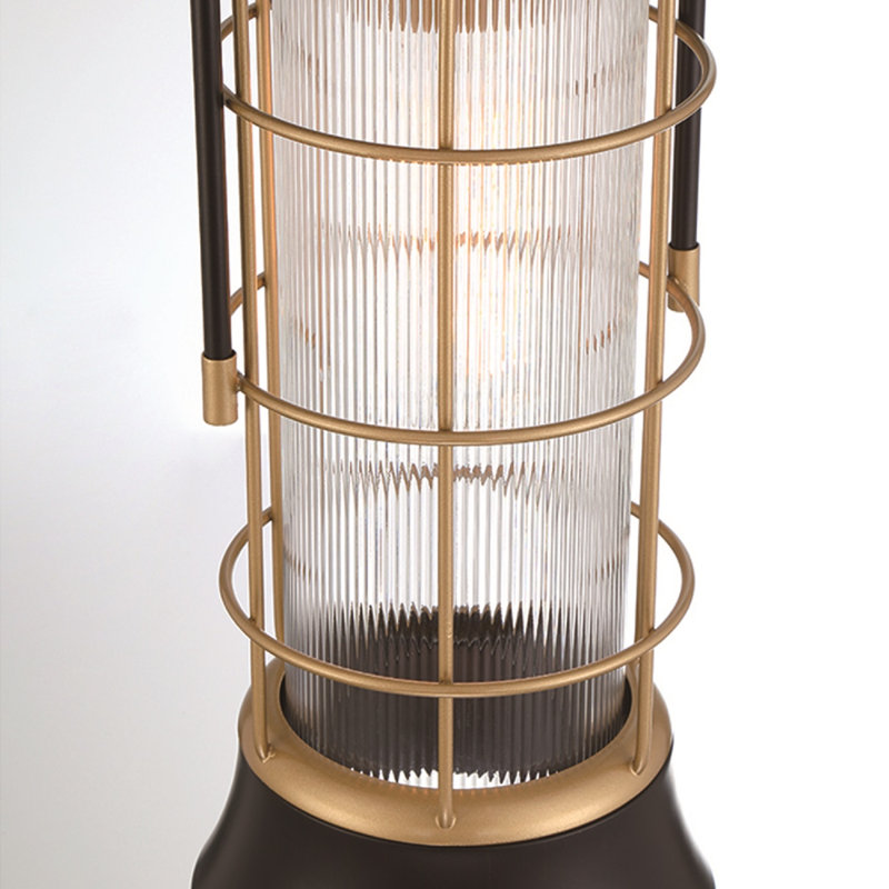  Luminaire suspendu 1 lumière en bronze huilé + or