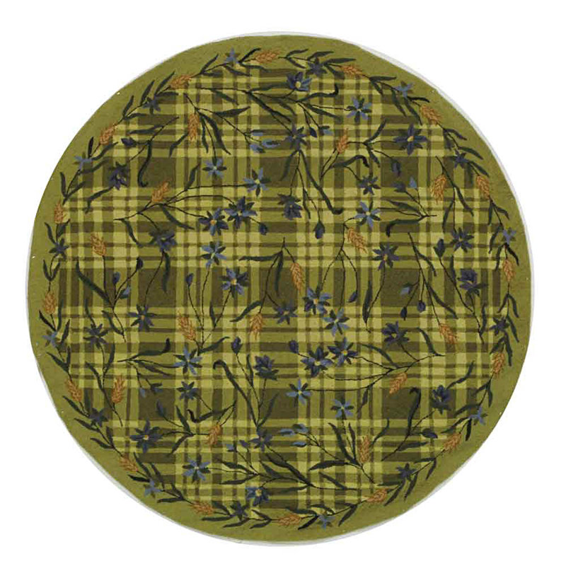 Tapis en laine crocheté à la main, Rond 5 pi 6 po