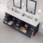 Erma Meuble-lavabo double bleu avec comptoir en quartz Carrara et lavabos en porcelaine encastrés-1847664065