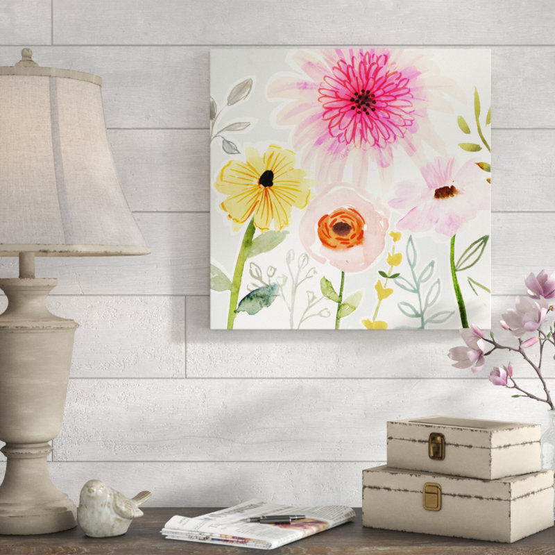 Floral Pop II by Victoria Borges - Painting, Wrapped Canvas, 51cm H x 51cm W
