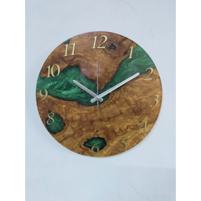 12 Inch Diameter Ready To Ship, Resin Wall Clock, Wall Clock, Wood Clock, Wall Decor, Wooden Clock, Large Wall Clock, Large Wall Clock,