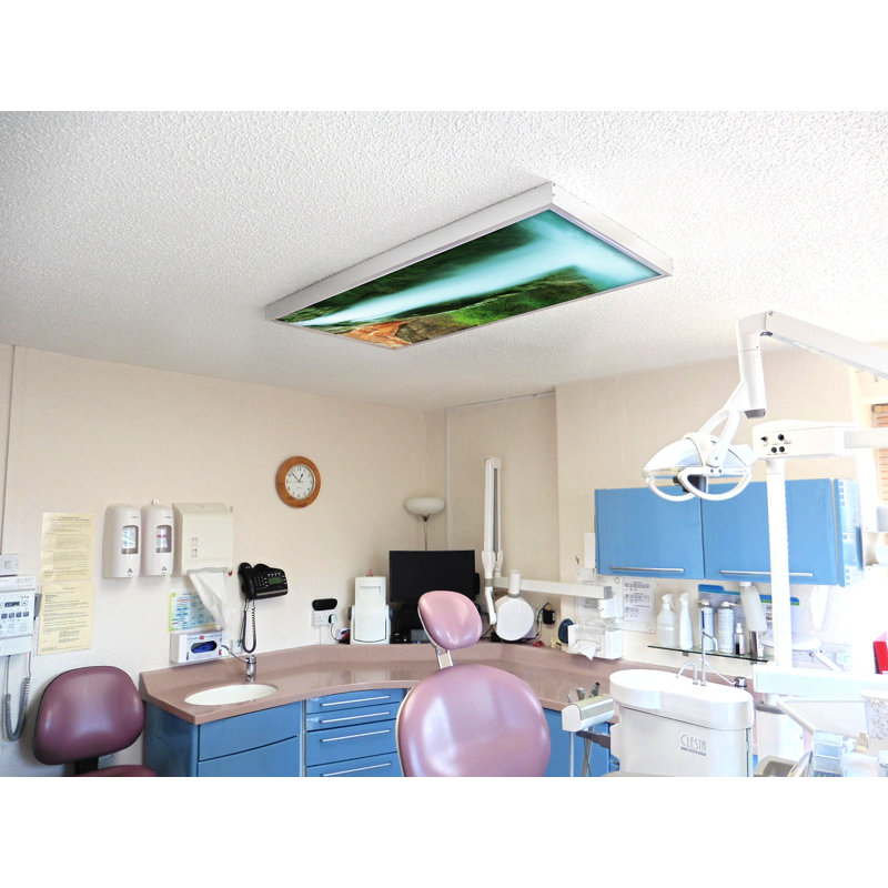 Waterfall Classroom Fluorescent Light Covers for Ceiling Lights - For 2x4 Fixture - by Octo Lights