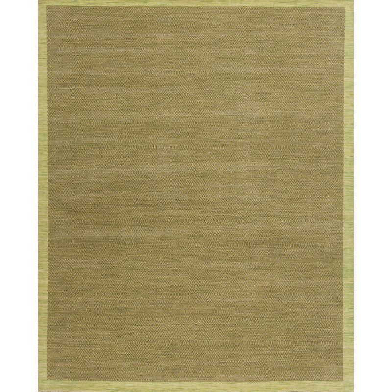Textures Hand Knotted Wool Area Rug in Green, Rectangle 8' x 10'