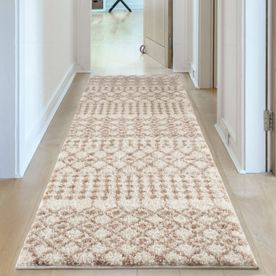 Moroccan Shaggy Collection Rugs Tangier Design in Ivory/Beige