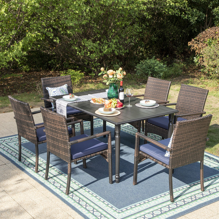Rectangular 6 - Person 60" Long Dining Set with Cushions