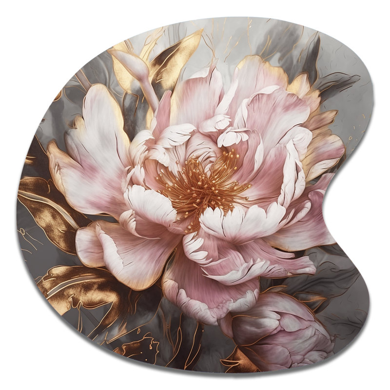 Wadebridge - pivoines asymétriques, reproduction d'art murale en métal, H 33 po x l 33 po