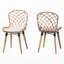Ensemble de 2 chaises de salle à manger de style bohème moderne, en teck brun naturel et rotin gris délavé.