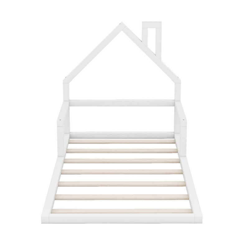 Lit en bois massif, Simple, Blanc