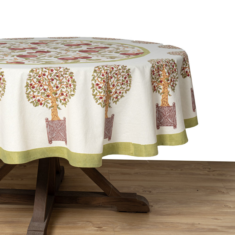 Orange Tree Tablecloth - Red/Green - 70" Round, 70" Round