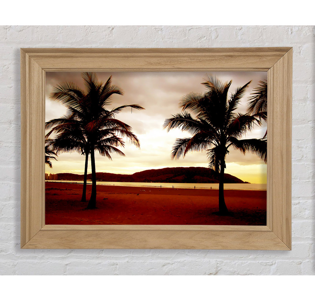 Beach Palmtree Bergblick - Drucken