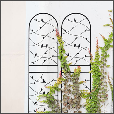 4 Pack Metal Garden Trellis 71" x 19.7" Rustproof Trellis for Climbing Plants Outdoor Flower Support Bird Deco Black