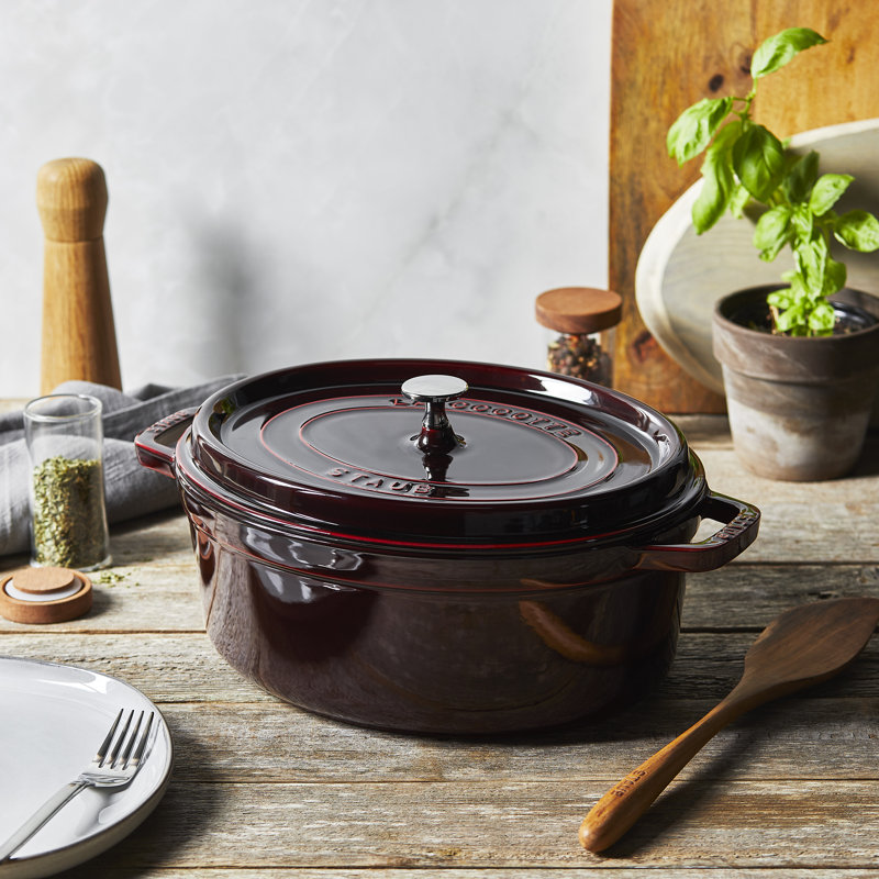 Staub Cast Iron Oval Cocotte, Grenadine, 5.75 qt