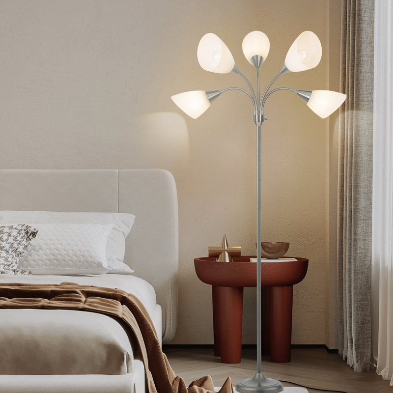 Lampe sur pied à arc 68 po HonoDing, sans ampoule (argent)