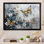 «Ryuko Golden Blue Butterfly Wings And Flowers III», art mural floral
