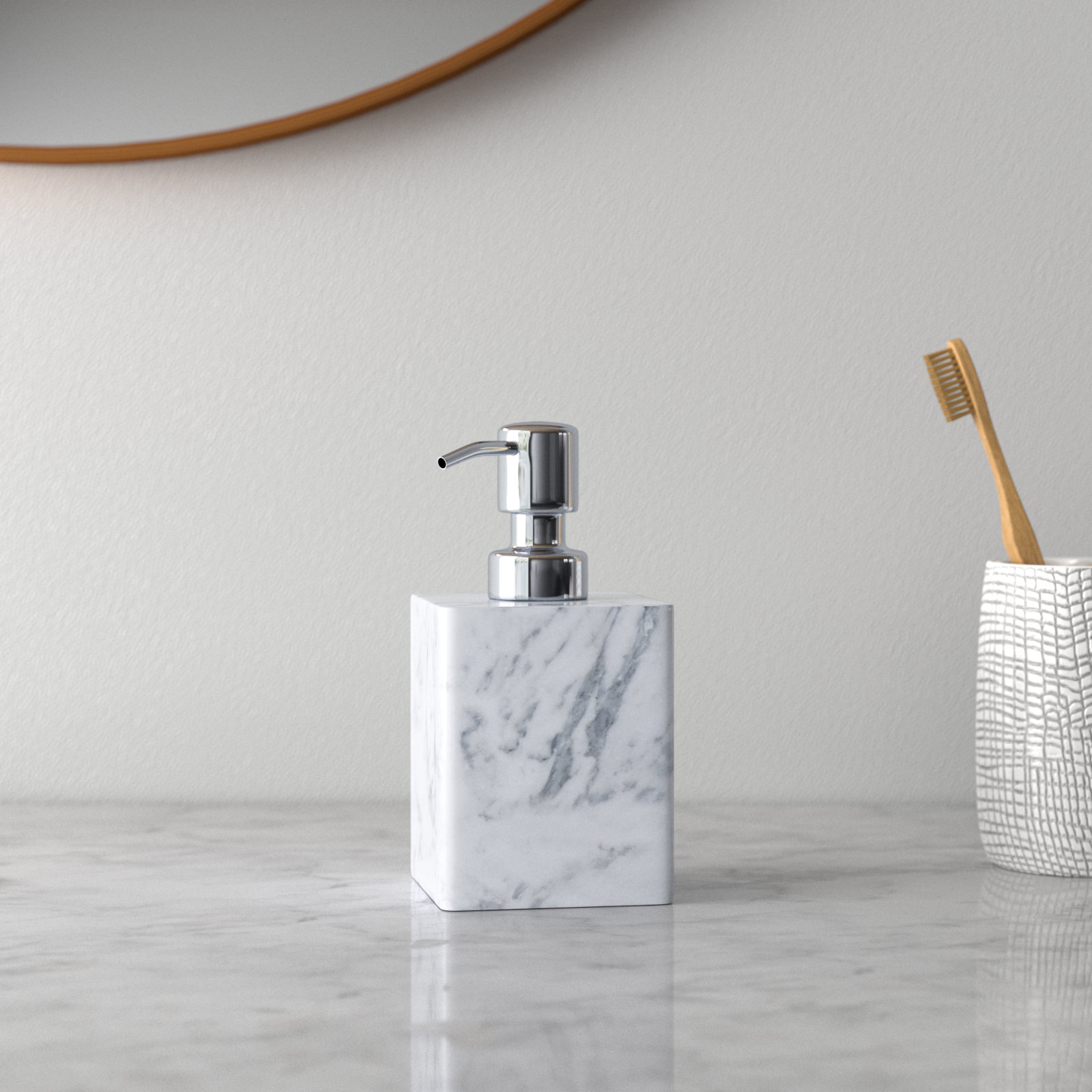 Graciela Marble Soap Dispenser, Cloud Gray