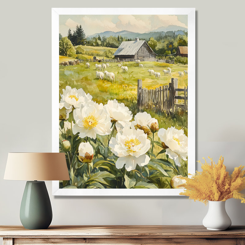 Dolina - Floral Wall Art Prints, H 44 po x l 34 po, Reproduction encadrée d'une seule photo, Blanc