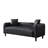 Delana 78.74" Modern Vertical Striped Leather Sofa with 2 Throw Pillows for Living Room, Black-205953870