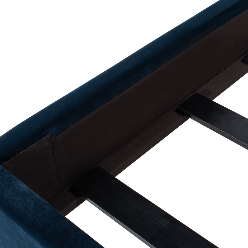 Upholstered Platform Bed, Queen, Midnight Blue