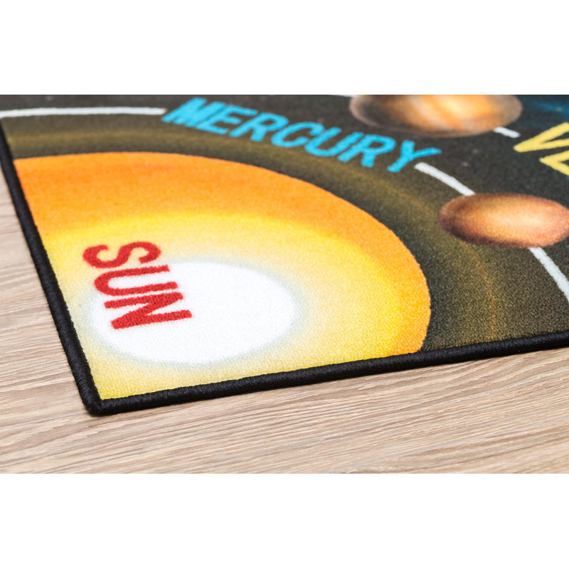 Furnish My Place 761 Solar System HD 4'4"x6'9" Area Rug Solar System for Playroom, Bedroom & Classroom, Skid Resistant Rubber Backing Washable Floor Mat, Multicolor