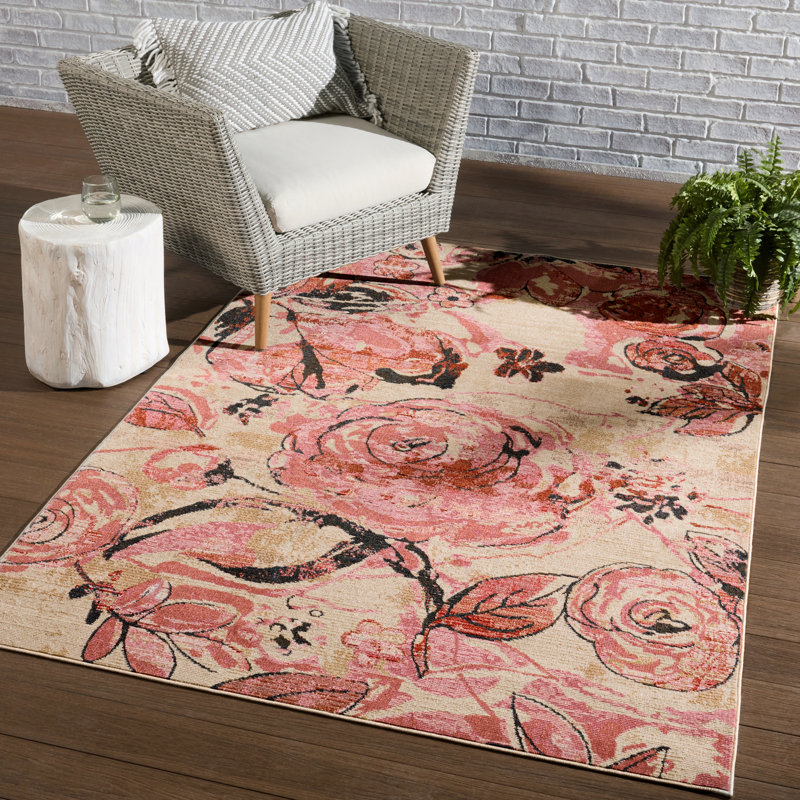 Tapis rose / beige / brun foncé Forand, Rectangle 5 pi x 7 pi 3 po