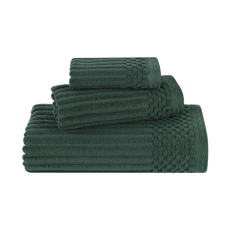 Collection de serviettes en coton Soho Spa, Ensemble de serviettes 3 pièces, Vert forêt