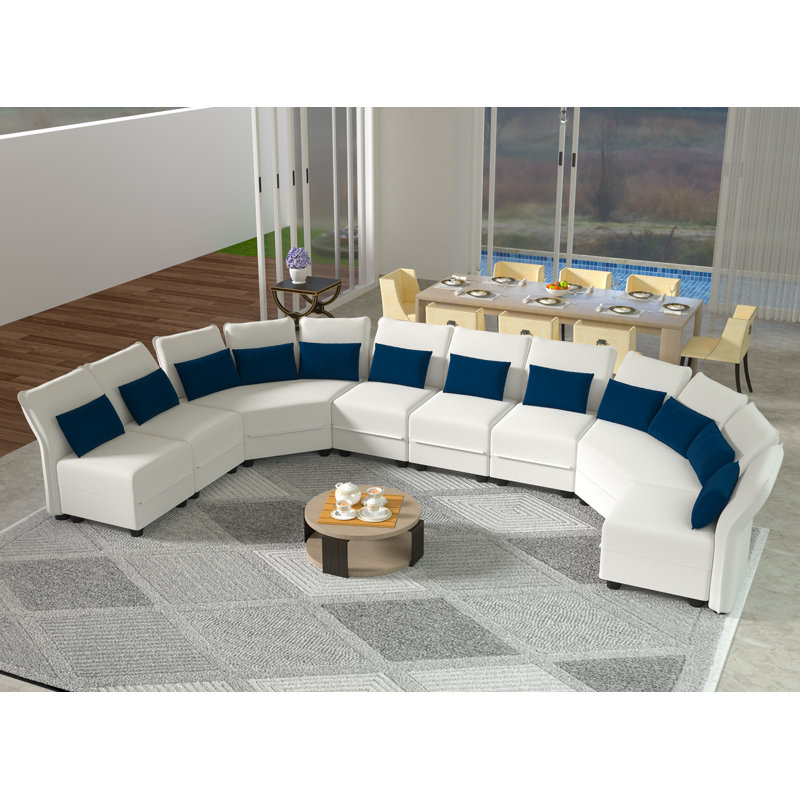 Canapé modulaire rembourré 8 pièces avec rangement Boun, Microfibre/microsuède beige