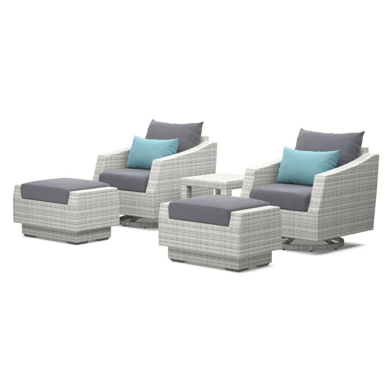 Fionnula Sanza Deep Rattan Seating Group With Olefin Cushion Covers, Gray