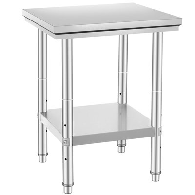 SUS201 Stainless Steel Prep Table 24 x 24 x 31 Inch 1 Piece Silver 700 lbs Load Capacity
