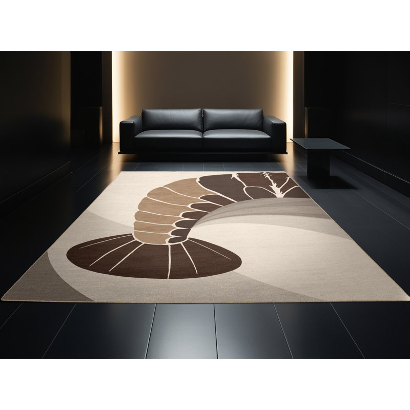Machine Washable Elkton Lobster Tail Posh & Luxe Rug in Beige – Beige Binding, 3x5