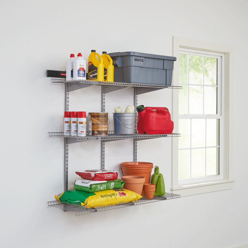 Rubbermaid Garage FastTrack Rail Shelf Kit, 16-Piece, Black