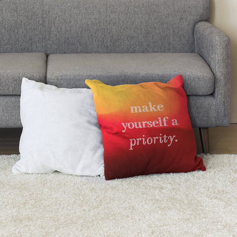 Coussin de sol « self », H 28 po x l 28 po, Coucher de soleil