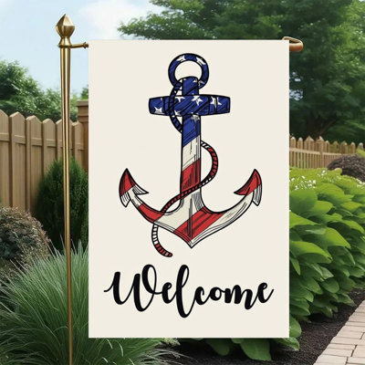 Drapeau des États-Unis, ancre nautique vintage, drapeau décoratif double face