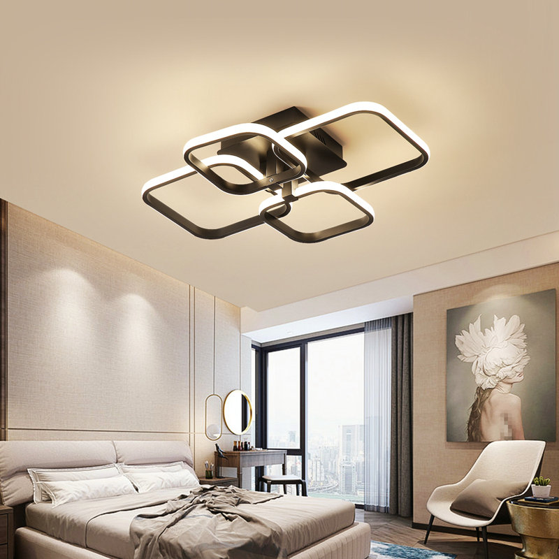 Hessville 4-Light  58cm LED Flush Mount Ceiling Light, 3000K-6500K, Black