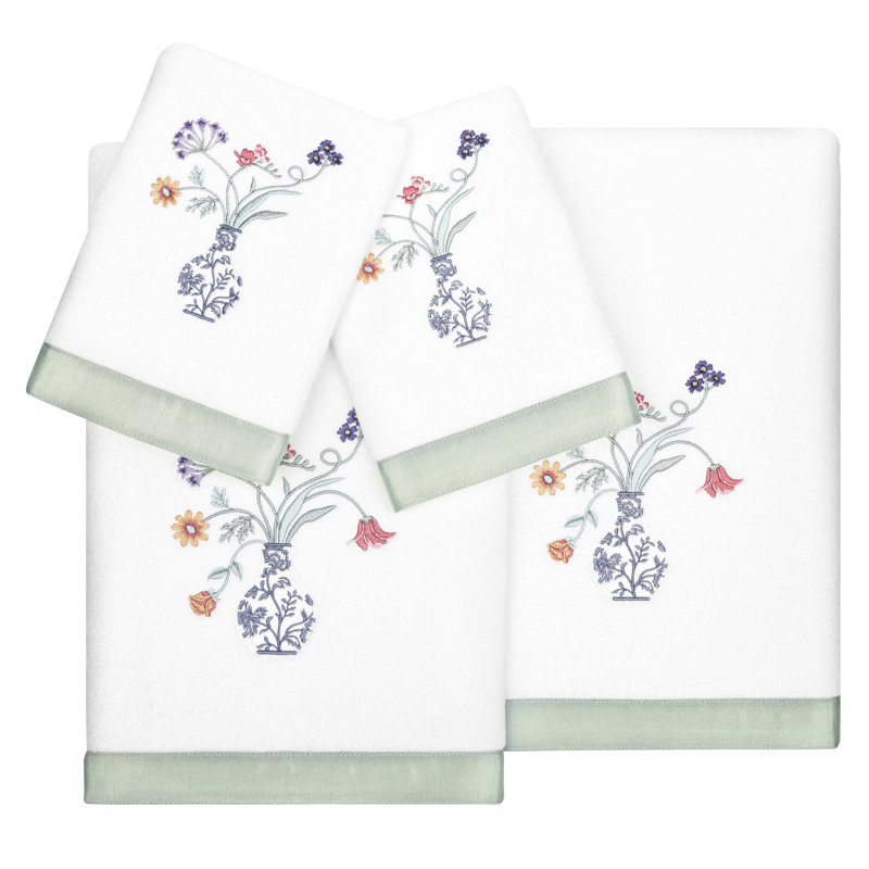 4 Piece Turkish Cotton Towel Set, White
