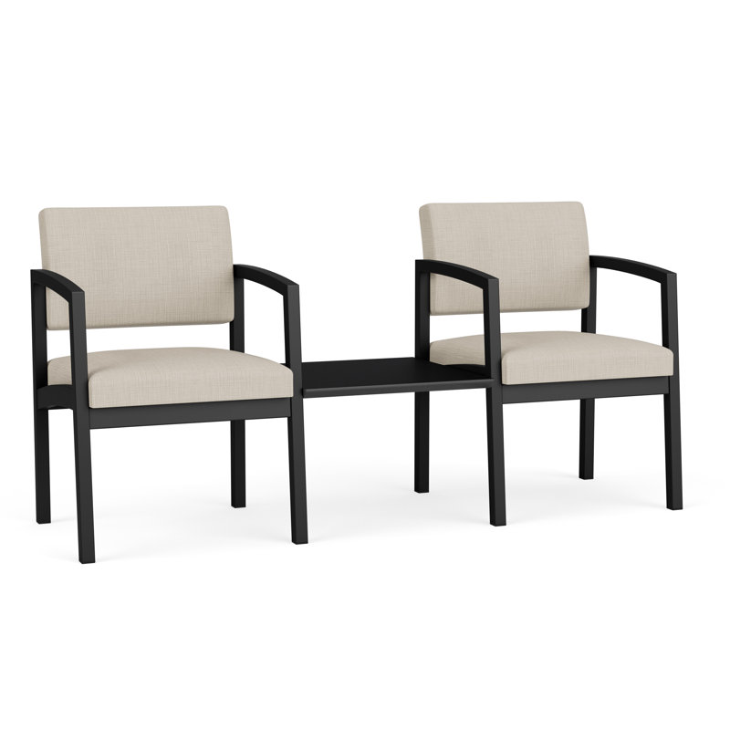 Structure en tandem 2 places avec table centrale Lenox, Noir, Midnight Black, Plot Line neutre