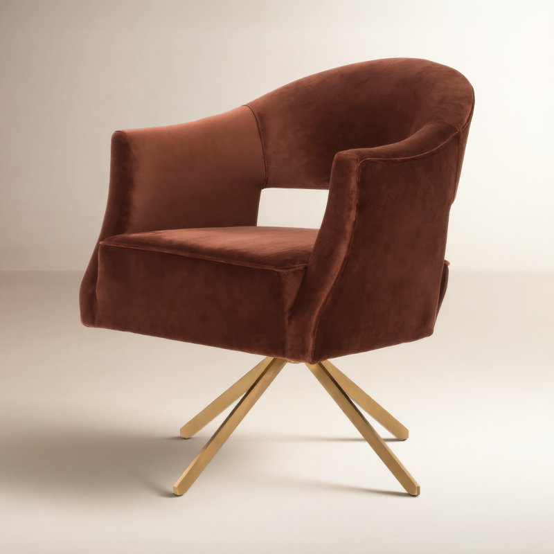 Adara Desk Chairs, Gold, Cream Polyester Blend