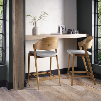 Upholstered Counter Stool with Solid Wood Frame