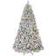 Arbre de Noël 4 pi avec 150 lumières colorées UL et 21 pommes de pin naturelles - 366 pointes en PVC enneigées, branches articulées, support en métal stable, installation facile