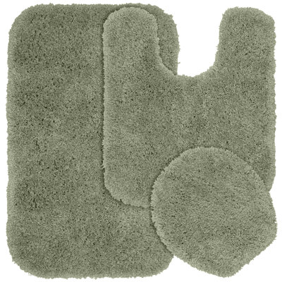 Treye 3-piece nylon bath mat set with non-slip backing