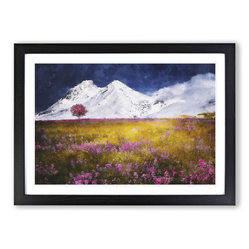 Tree and Mountain - Picture Frame Graphic Art, Black, 27cm H x 36cm W x 2cm D