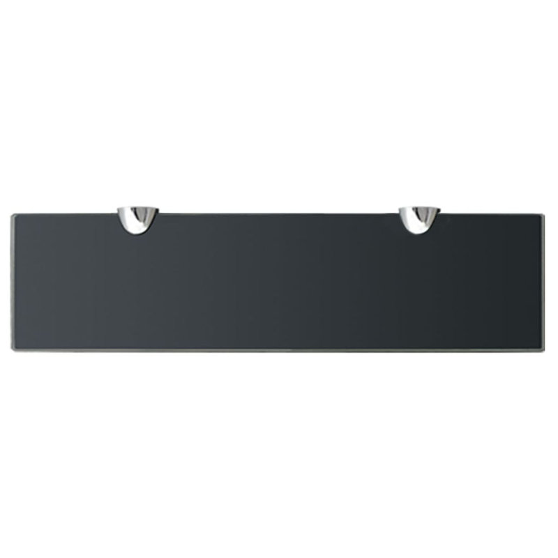 Glass Floating Shelf, Black, 0.8cm H x 50cm W x 20cm D