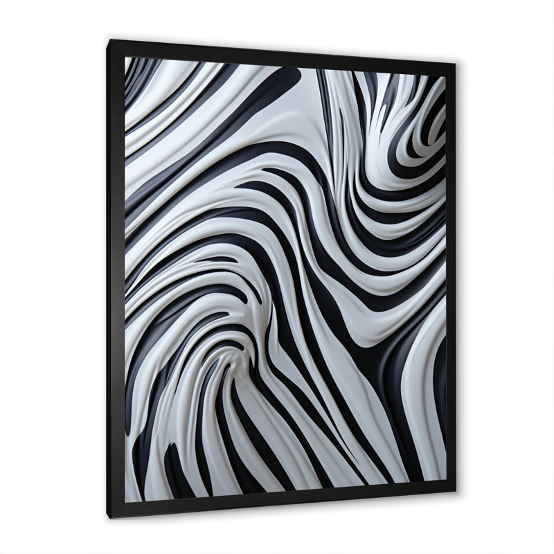 Motif zébré noir et blanc dynamique IV, H 40 po x l 30 po x P 1,5 po, Noir