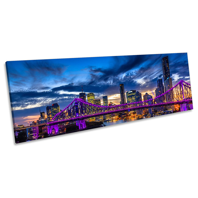 Brisbane Skyline City Australia - Wrapped Canvas Panoramic Art Prints, 40.64cm H x 121.92cm W