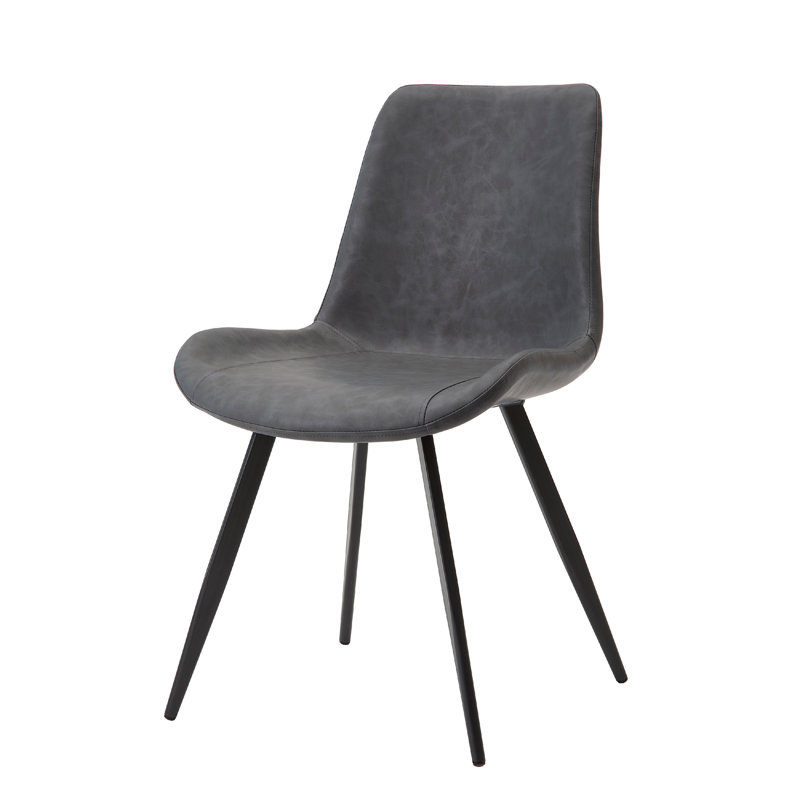Ensemble de 2 chaises d'appoint Bey, similicuir gris, pieds en métal noir
