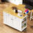 48 Inch Large Kitchen Island With Drop Leaf,Power Outlet,Internal Storage Rack,Rolling Kitchen Storage Cart On 5 Wheels With 5 Open Side Racks For Kitchen,Dining Room-2039229233