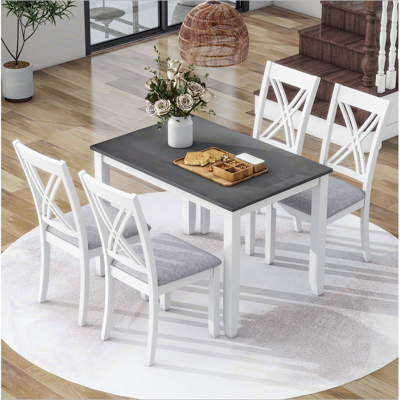 Ensemble de table de salle à manger 5 pièces Rustic Minimalist, Gris