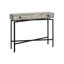 Table d'appoint, console, entrée, étroite, canapé, tiroir de rangement, salon, chambre, stratifié gris, métal noir, contemporain, moderne