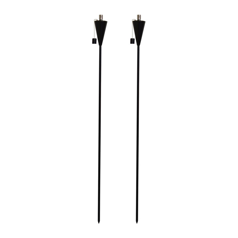 Harbour Housewares - 2x Garden Flame Torches - Metal Cone Design, Black