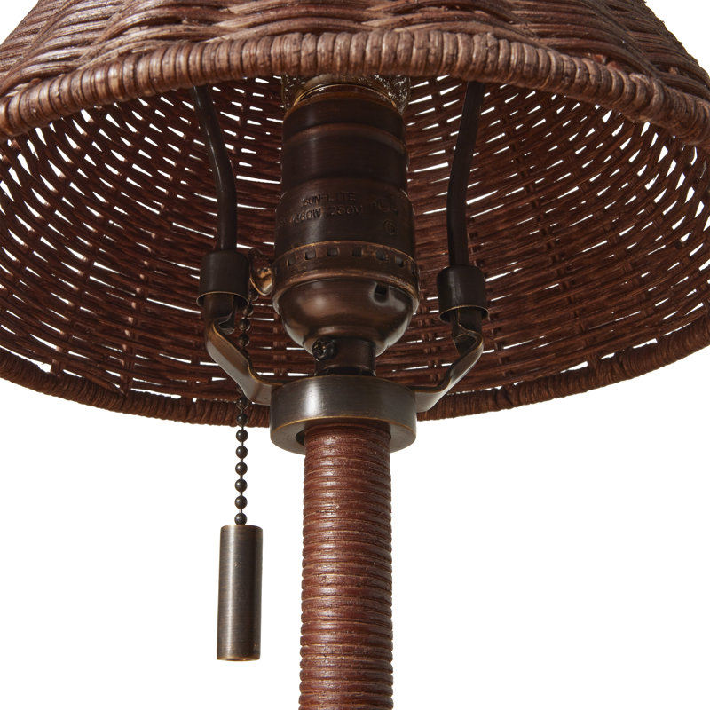 Delphine Wicker Mini Lamp in Dark Brown