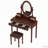 Vanity Desk with Adjustable Angle Mirror and Cushioned Stool Set, Velvet Fabric Lining 5 Drawers-231637690